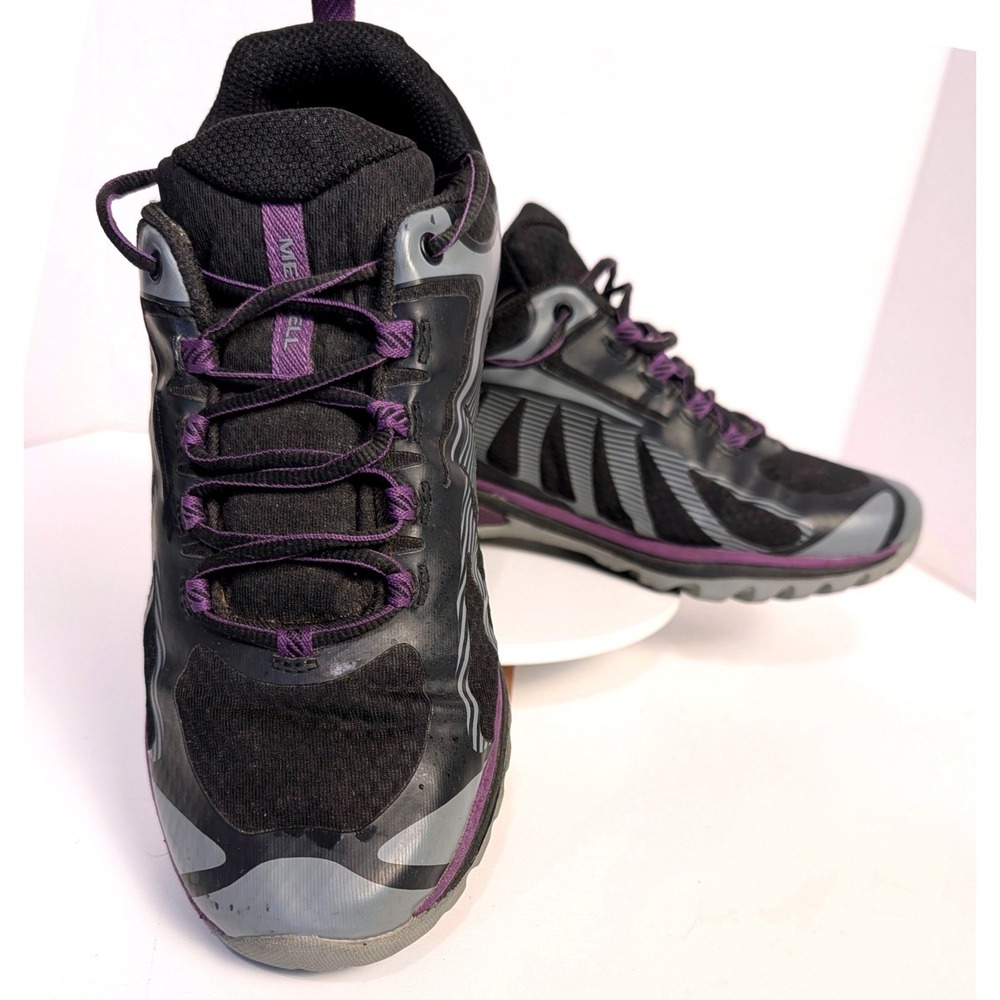 Merrell All Out Peak Trail Running Shoes Black Purple Vibram Mens 9 J034438